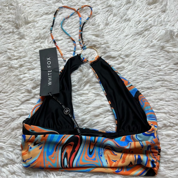 NWT White Fox Boutique Swirl Halter Crop Orange - Picture 5 of 5